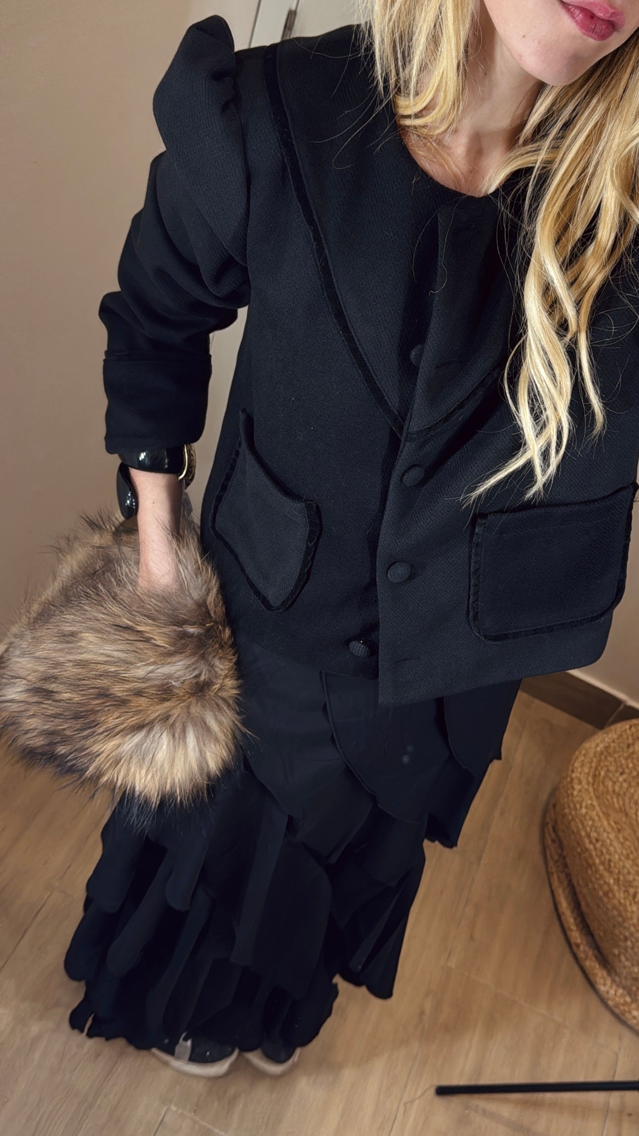 Chaqueta lana bolsillos