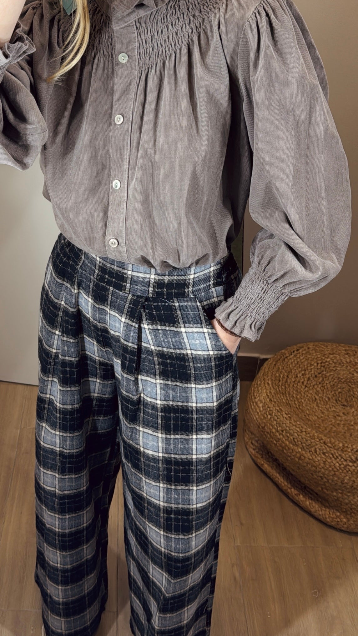 Pantalón cuadros paño