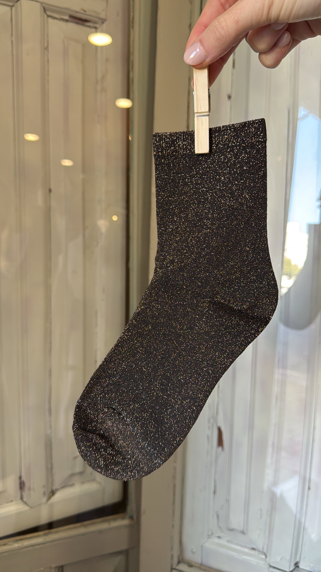 Calcetines negros brillo