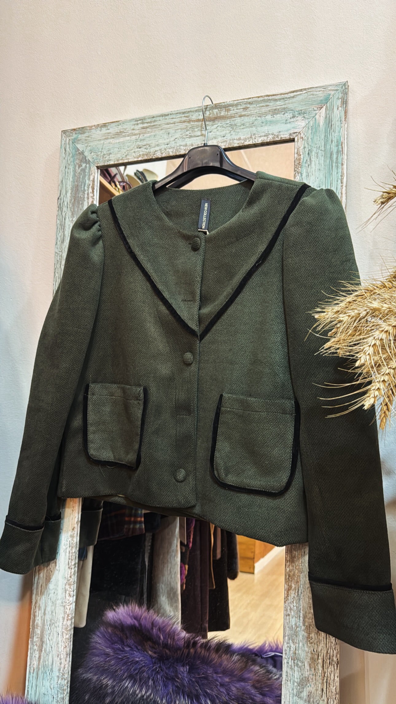 Chaqueta lana bolsillos