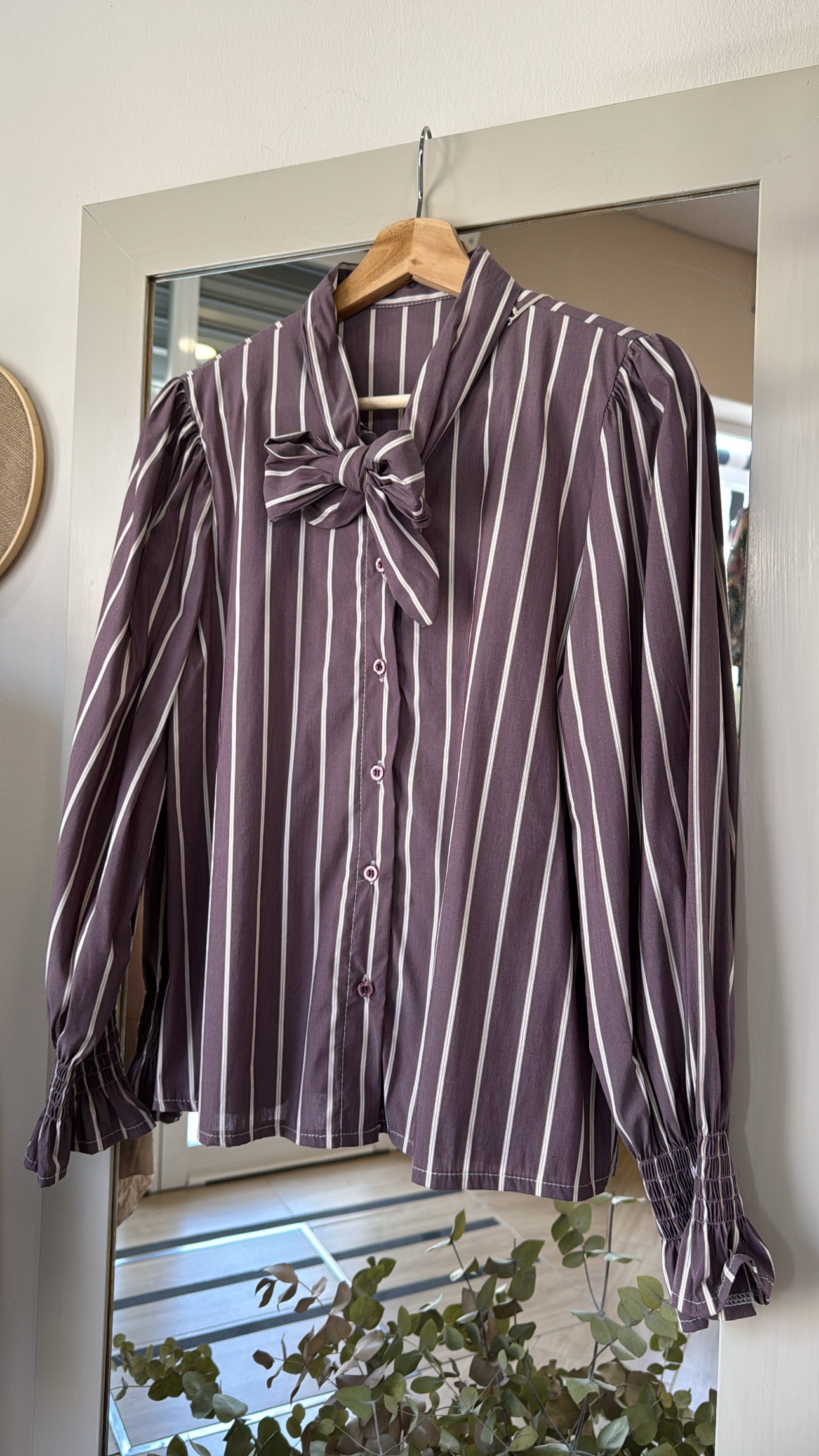 Blusa raya doble berenjena